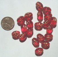 20 12mm Red with Gold Ovals